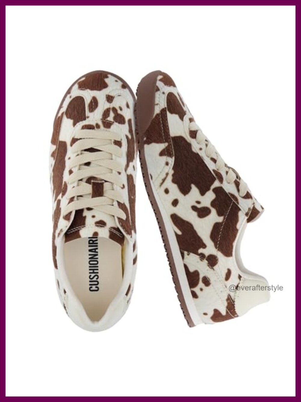 Vegan Calf-Hair Print Lace-Up Sneakers Memory Foam Comfort